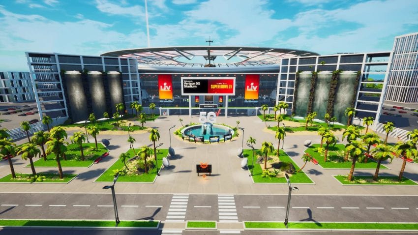 graphic of superbowl liv stadium for Verizon