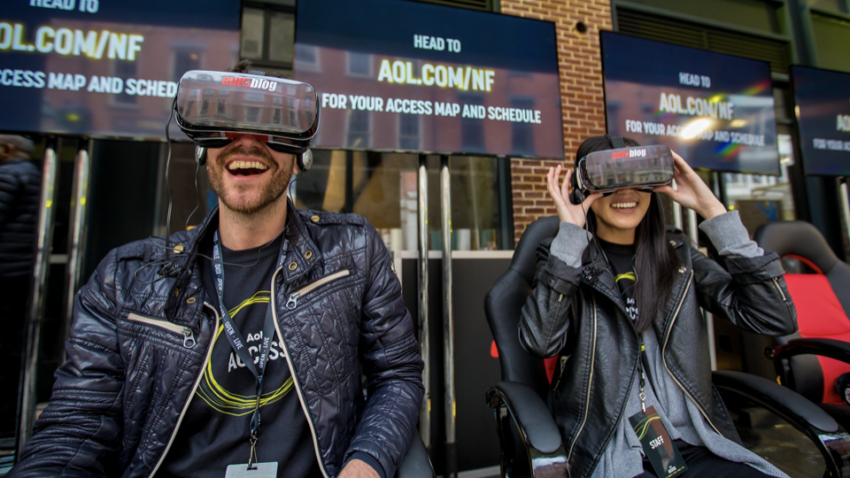 Attendees using VR